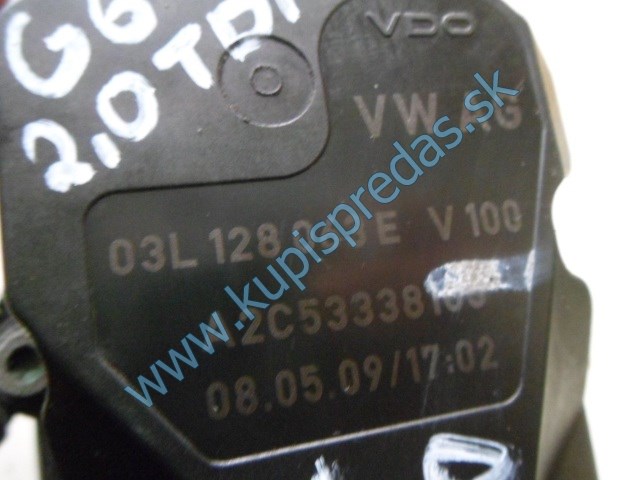 škrtiaca klapka na vw volkswagen golf 6 2,0tdi, 03L128063E, 